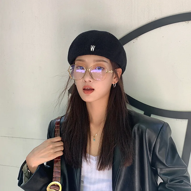 Берет шерстяной Женский Осенняя шапочка-бини однотонный винтажный | Аксессуары