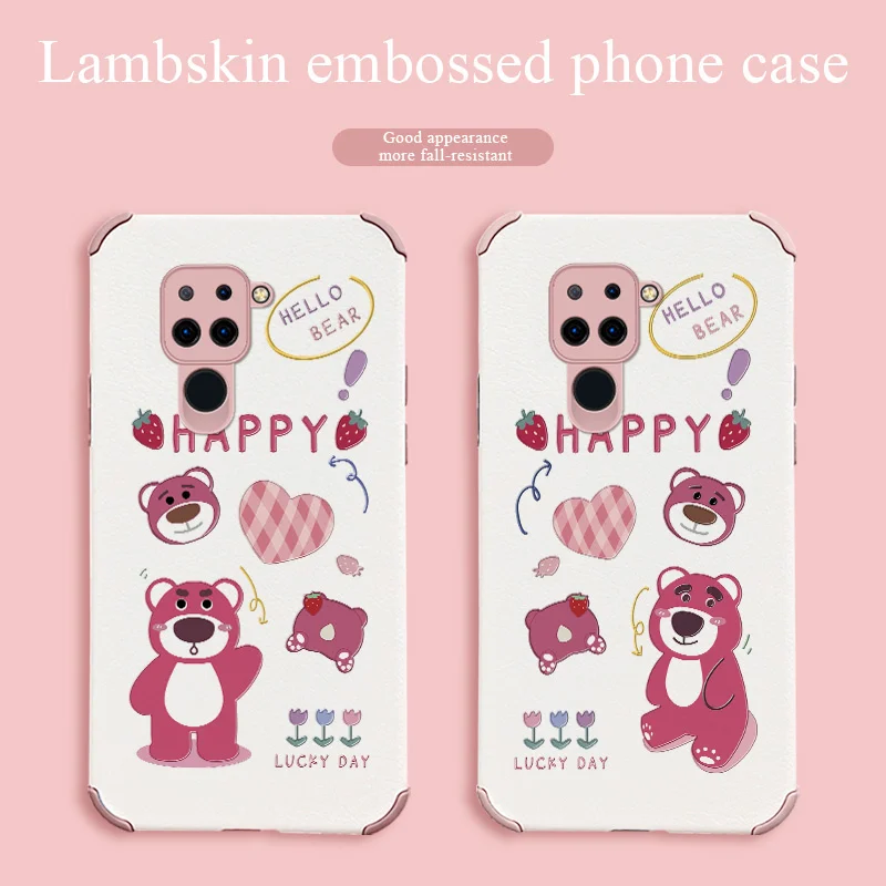 

Cute Strawberry Bear Phone Case For Xiaomi Redmi 9 Note 9 8 7 Pro K40 K30 Pro Leather Cover