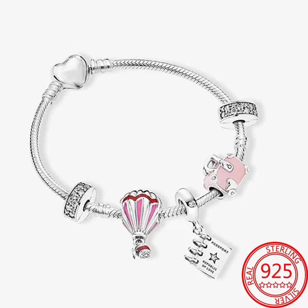 

Refined 925 Sterling Silver Heart-shaped Pink Enamel Earphone Beaded Charm Fit Original Pandora Bracelet Ladies Gift Making