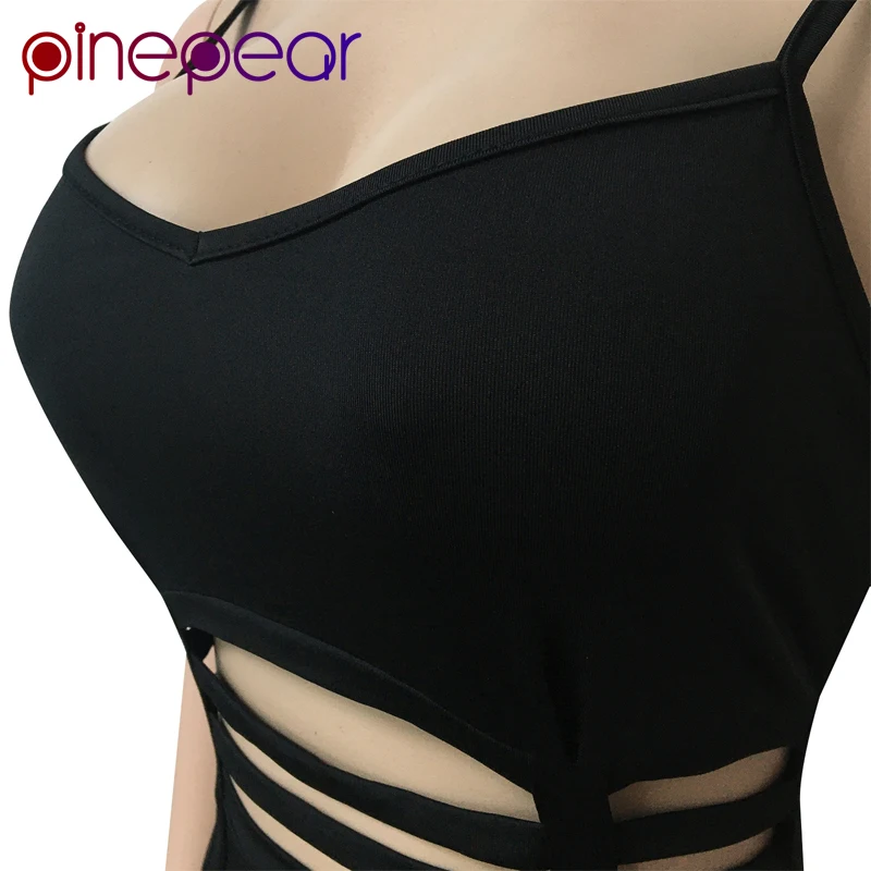 

PinePear Hole Hollow Out Sexy Party Dress Women Spaghetti Strap Open Back Bandage Dress Night Club Outfit Clubwear Drop Shipping
