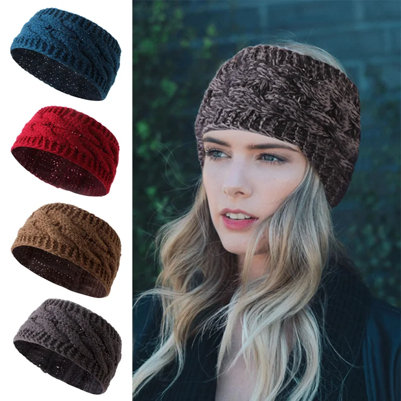 Женские вязаные повязки для волос женщин зимние на уши модные спирали осенние
