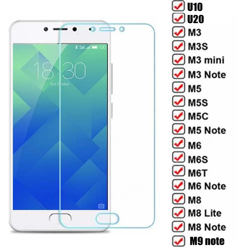 

9H HD Tempered Glass For Meizu M5 M6 M8 M9 Note M3 mini U10 U20 Glas Screen Protector M3S M5S M5C M6S M6T Safety Protective Film