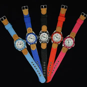 Cute Boys Girls Quartz Watch Kids Children's Fabric Strap Student Time Clock Wristwatch Gifts Colorful Number Dial Clock LL@17 4