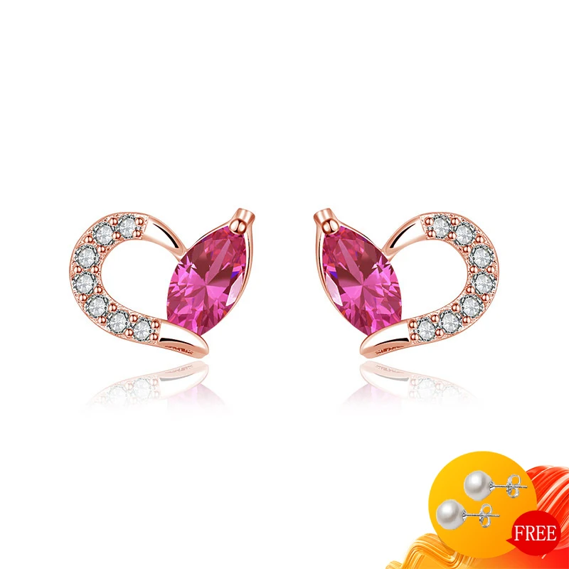 

Charm Earrings for Women 925 Silver Jewelry with Zircon Gemstones Heart Shape Stud Earrings Wedding Engagement Party Accessories