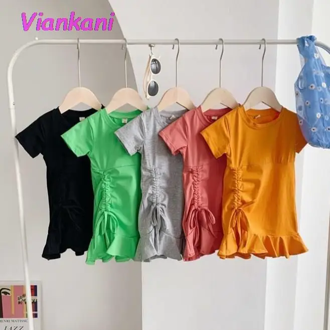 

Летнее цельнокроеное Повседневное платье для девочек 2021, модные детские платья, Детский сарафан 4, 5, 6, 7, 8, 9, 10, 11, 12, 13Y лет