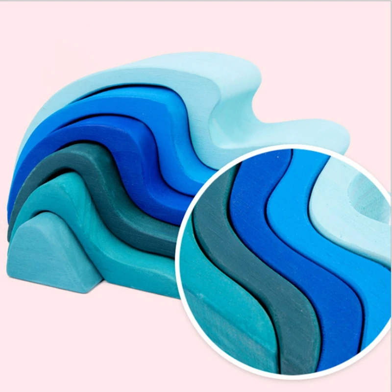

Baby Toys Wooden Block Rainbow Kids Creative Building Blocks Stacker Wooden Toys Early Learning Educational Toy