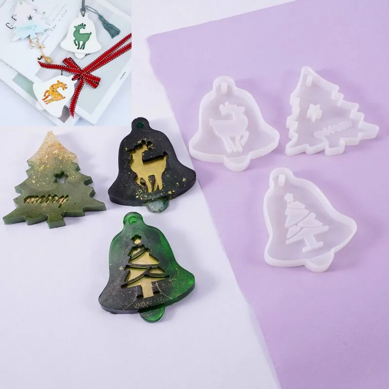 

DIY Кристалл Смола эпоксидная форма Рождественская елка Лось кулон украшения Ремесло вечерние Тии поставки Рождественские елочные украшения подвесное изображение