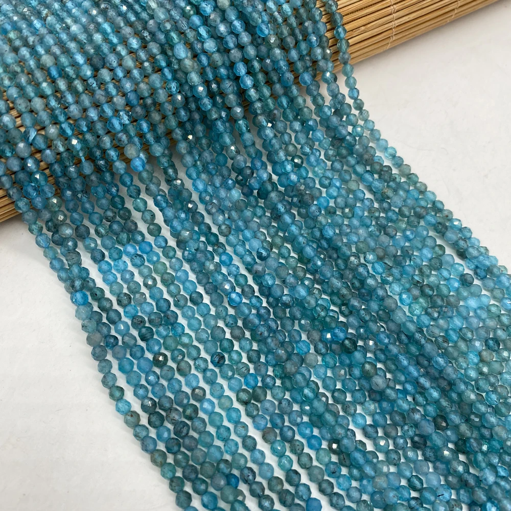 

Natural Round Faceted Apatite Stone Loose Beads for Jewelry Making DIY Bracelet Necklace Accessories Women Gifts Size 3mm