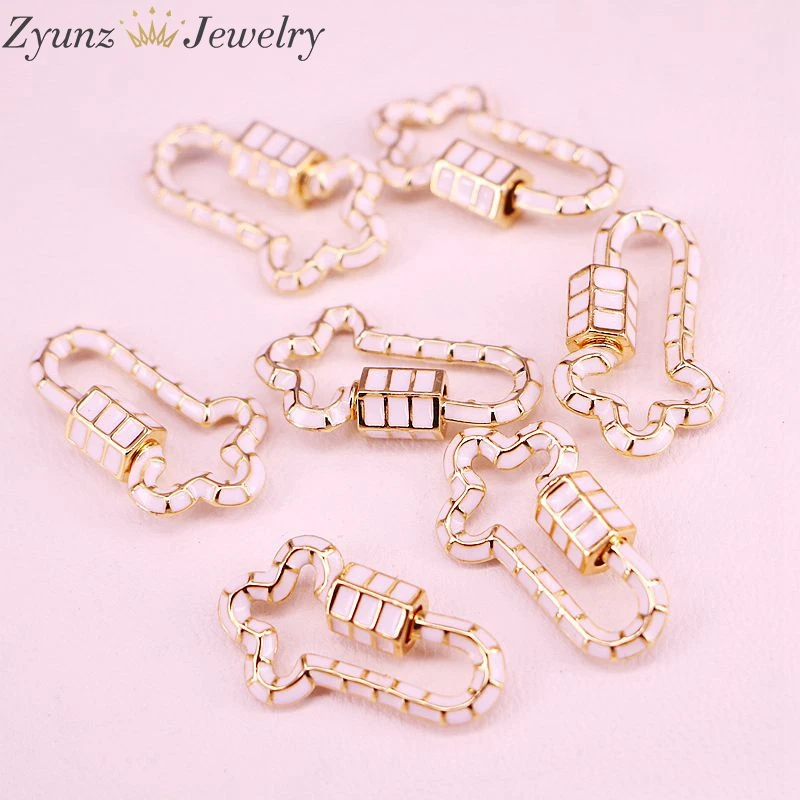 10PCS MIX Color Enamel Lock Carabiner Cross Shaped Screw Clasp Jewelry Accessories | Украшения и аксессуары