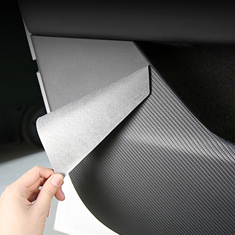 

4pcs Matte Carbon fiber door anti-kick protective film for Tesla Model 3 anti-dirt sticker model Y leather interior accessories