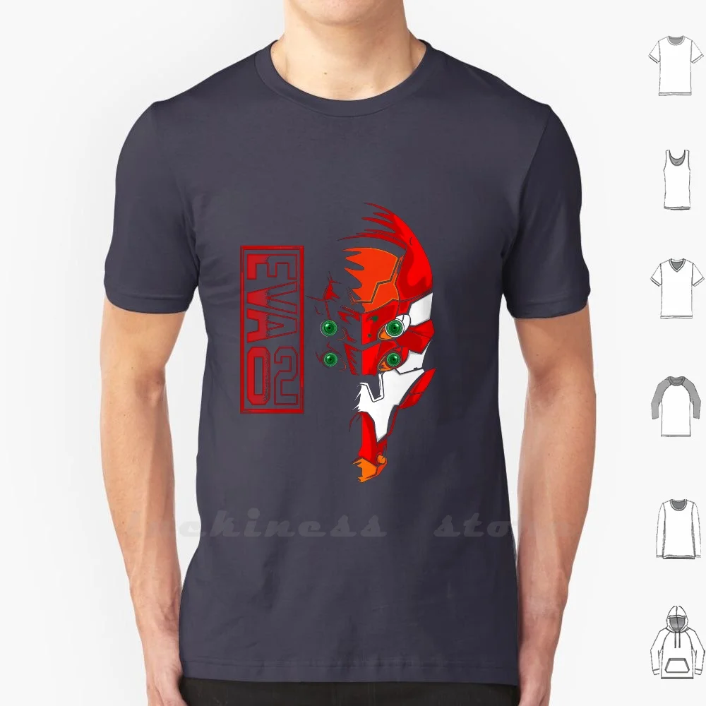 Футболка Ева-02 большого размера 6Xl хлопковая с принтом персонажей фильма