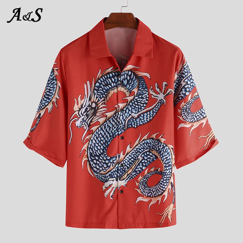 Anbenser 2020 Summer Women Tops Harajuku Blouse Women Dragon Print Short Sleeve Blouses Shirts Female Streetwear Plus Size XXXL