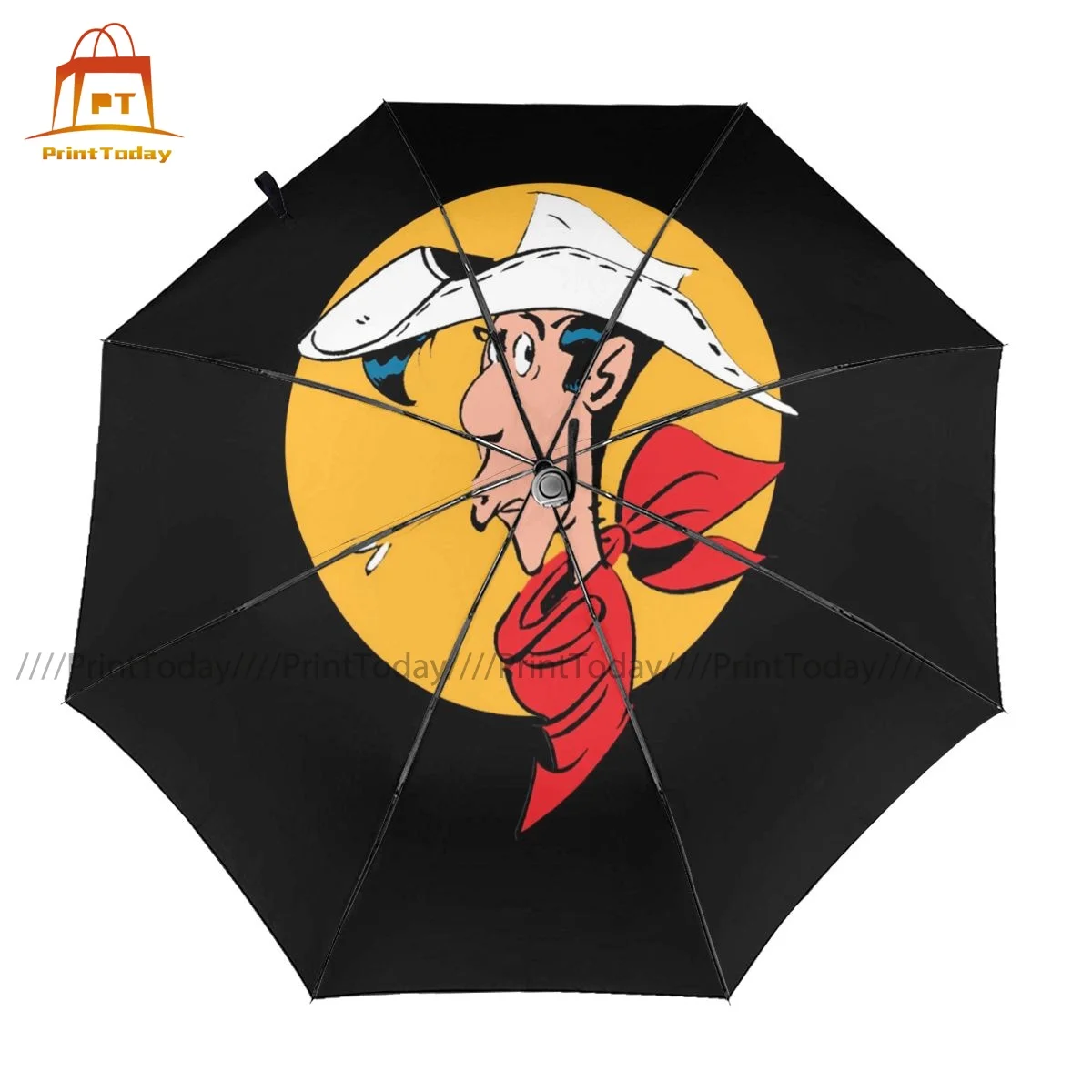 

Lucky Luke Umbrella Automatic Wind Proof Umbrella Creative Painting Camping Folding Umbrella