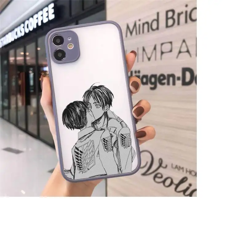 

Attack on Titan Eren Jaeger Phone Case For iPhone 12 11 Mini Pro XR XS Max 7 8 Plus X Matte transparent Gray Back Cover