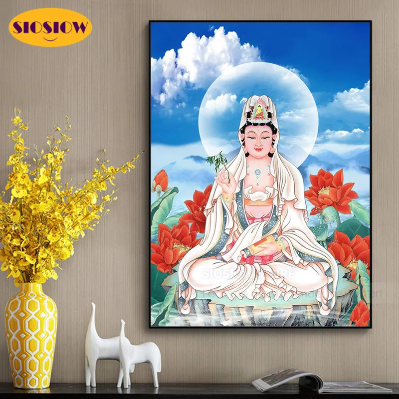 5D DIY религиозная алмазная живопись Kwan Yin Bodhisattva полностью квадратная дрель Смола 3D