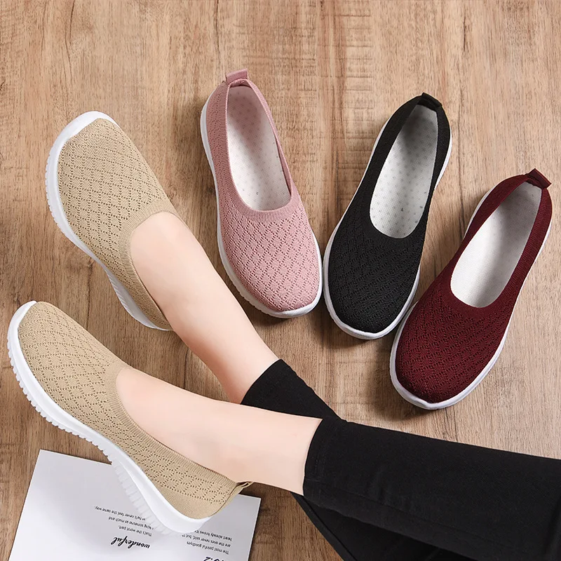 

Women Casual Shoes Flat Slip on Fashion Sneakers Women Lightweight Outdoor Tenis Mesh Breathable Comfortable Woman Running Shoes