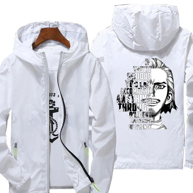 

Dr.STONE academia Jacket women Autumn reflective zipper Windbreaker waterproof Jackets men street Hooded thin Coats