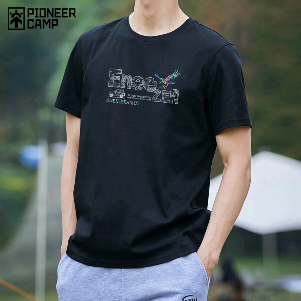 

Pioneer Camp Oversized T-shirt Men 100% Cotton Father's Day Gift Eagle Print Streetwear Men's Tshirts ATK01106132