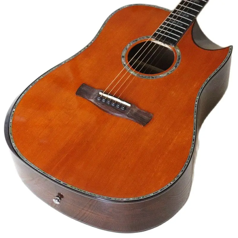Verkauf 41 Zoll Orange Solid Fichte Holz Top Akustische Gitarre Hochglanz 6 Saiten Holz Gitarre Folk-gitarre Mit Armlehne Gute Für Halten