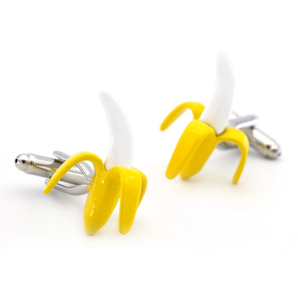 

Banana Cuff Links For Men Fruit Design Quality Brass Material Yellow Color Cufflinks Wholesale&retail