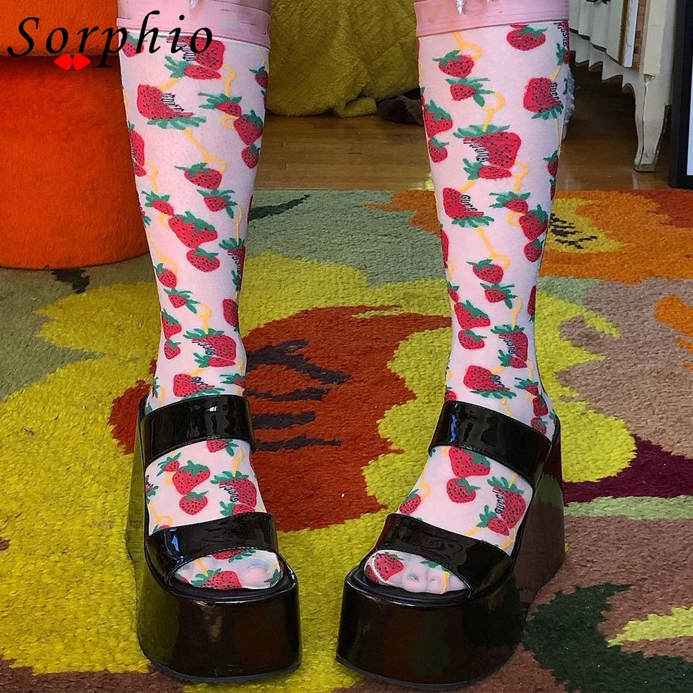 

Sorphio Ins Platform 2021 New Summer Sandals For Woman Black Size 35-43 Slipper Hot Sale Thick Soled Comfy Open High Heels Shoes