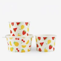 50pcs net red colorfu disposable paper bowl fruit salad packaging boxes birthday party favors dessert ice cream cup with lid