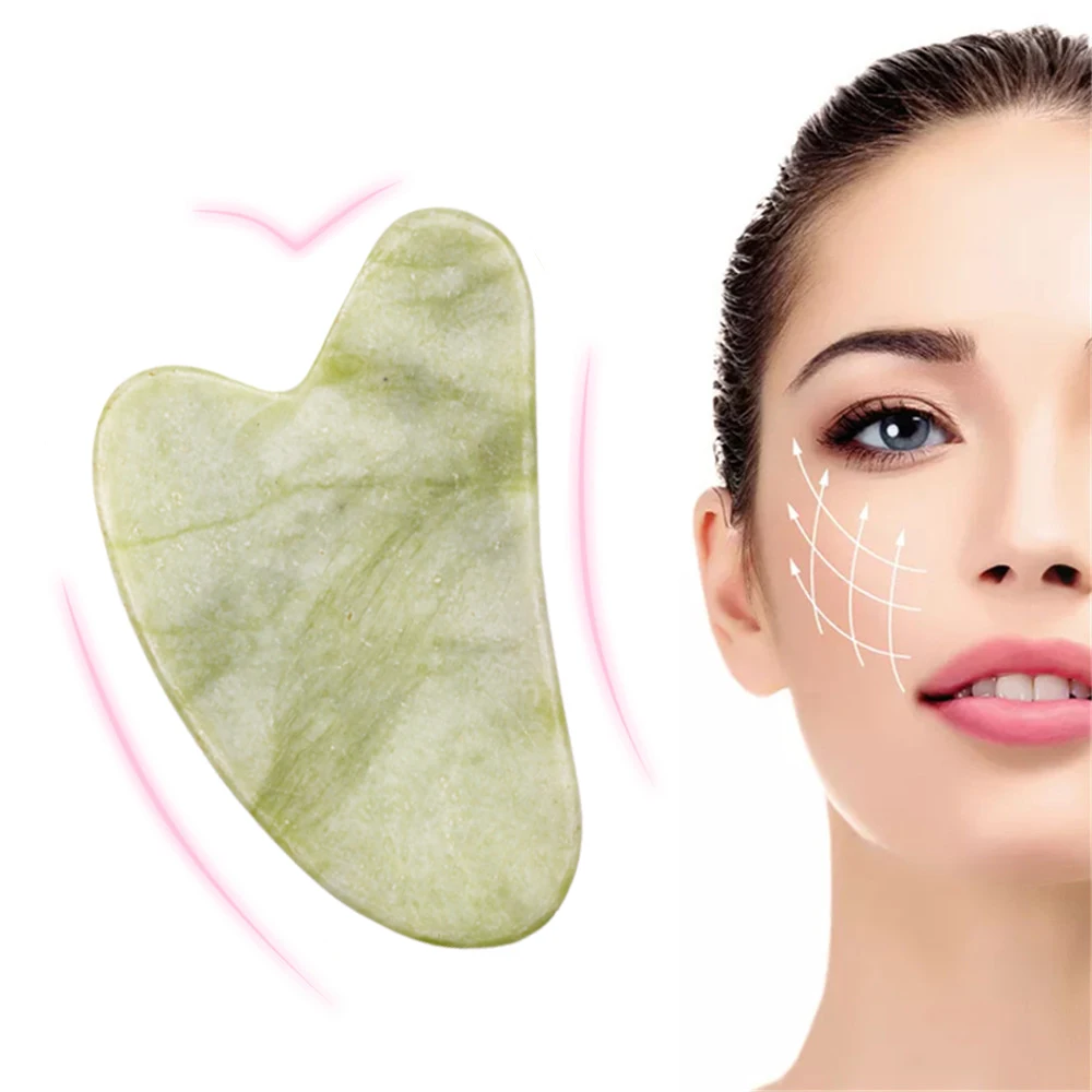 

NEW Green Quartz Jade Gua sha Stone Board Massage Natural Jade Face Massager Scrapers Tool For Neck Back Body Therapy spa device