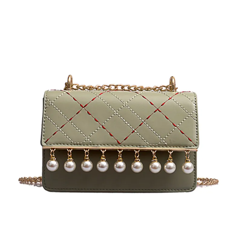 Woman Hand Bag Messenger Bags Pearl Small Women 2020 Versatile Embroidered Thread Diamond Chain Square | Багаж и сумки