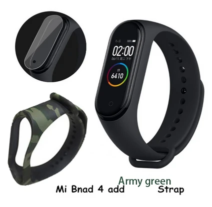 CN Add ArmyGreen Оригинальные Xiaomi Mi Смарт-часы с 4 полосами AMOLED цветной экран HeartRate Фитнес Спорт 50 атм водонепроницаемый смарт-браслет Bluetooth 5,0 - Цвет: CN Add ArmyGreen