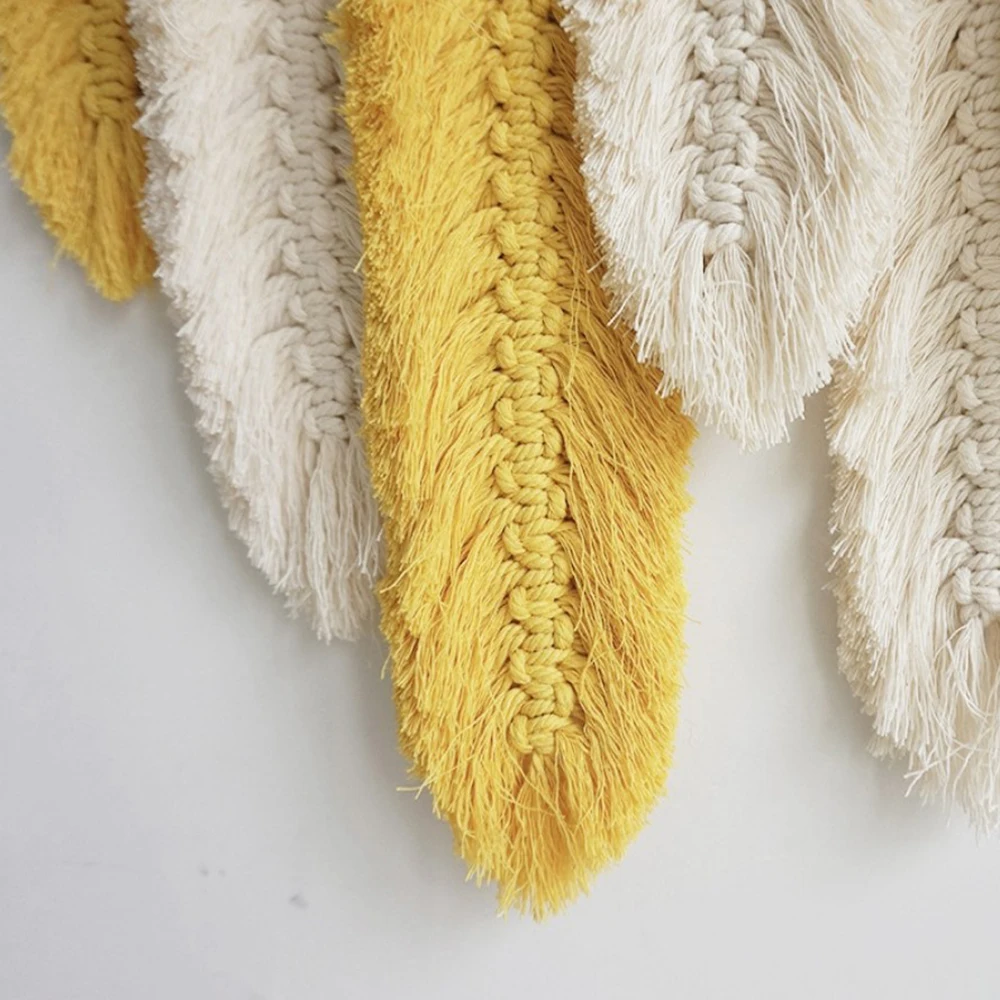 Настенный висящий гобелен ручной работы в стиле макраме хлопковое плетеное перо