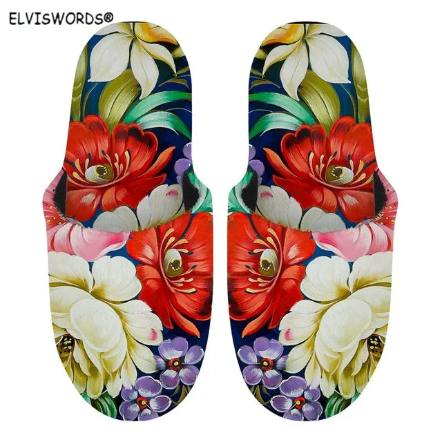 

Модные Женские Фланелевые тапочки ELVISWORDS, модные яркие женские зимние плюшевые тапочки на плоской подошве, Нескользящие теплые тапочки