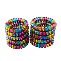 lots 5pcs women girls size 5 5 cm colorful hair bands elastic rubber telephone wire hair ties plastic rope gum spring
