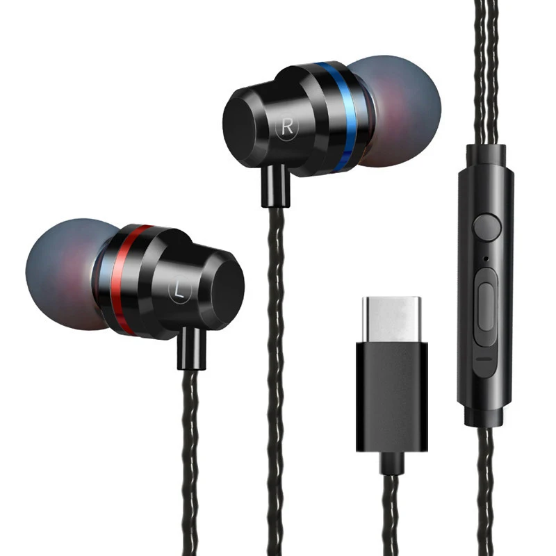 

TYPE C USB Wired Earphone Super Bass Stereo Music HIFI Sport Headset with MIC Bass for Xiaomi Huawei Headphones