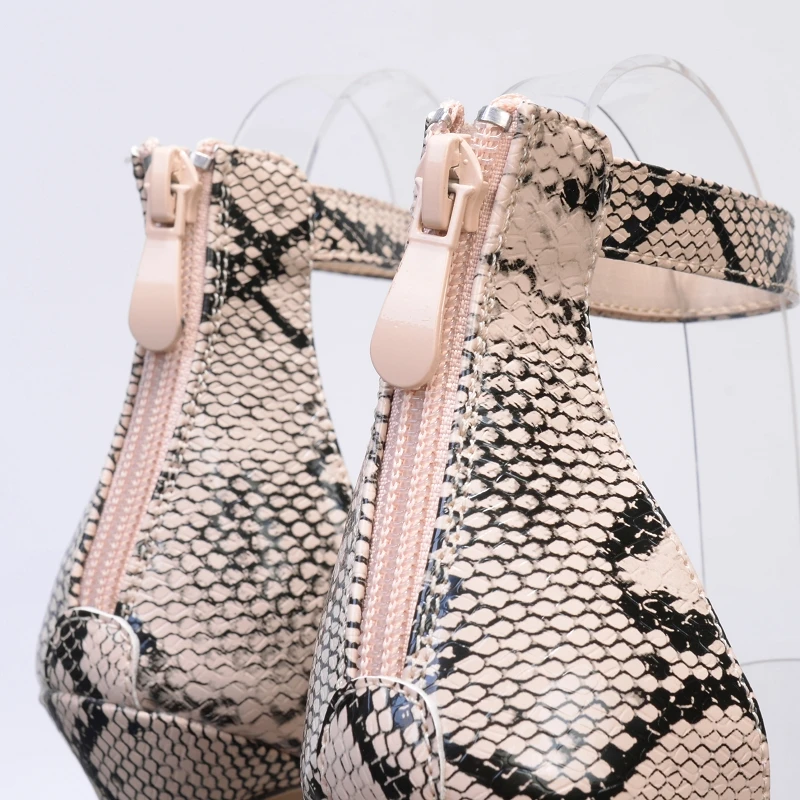 2019 Women Summer 11cm High Heels Serpentine Sandals Lady Transparent Sexy Snake Print Pumps Female Scarpins Ankle Strap Shoes | Обувь