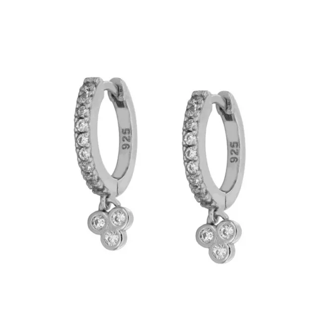 

Aide 2021 Trend Earrings 925 Sterling Silver White Crystal Hoop Fine Minimalist Zircon Earrings for Women's Jewelry Pendientes