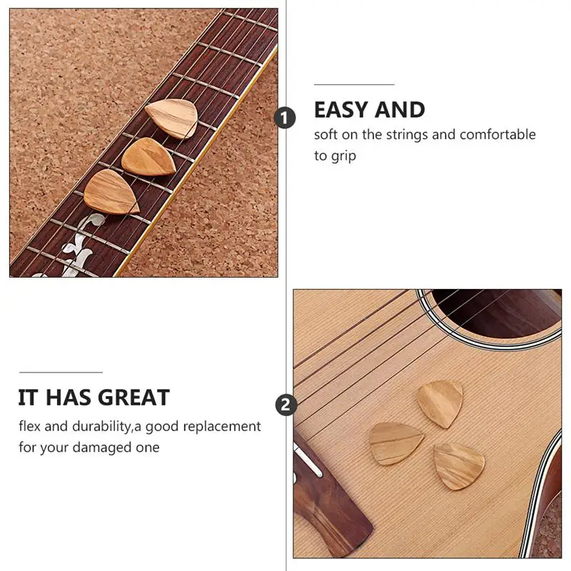 Гитарные медиаторы 3 шт. прочные плектры из дерева оливкового детали для гитары