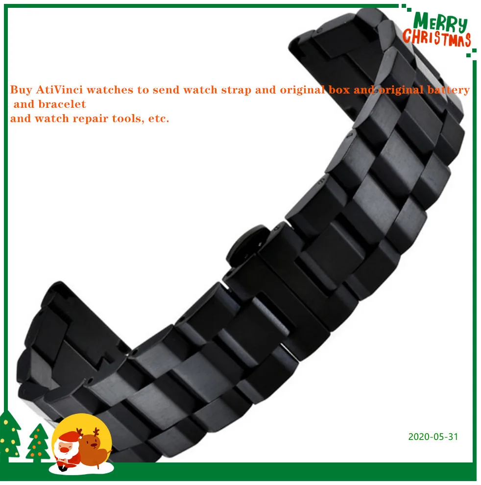 

Ladder san zhu Solid Stainless Steel Watch Band Lassa Watch Accessories Double-Tap Folding Clasps 18 20 22 24mm