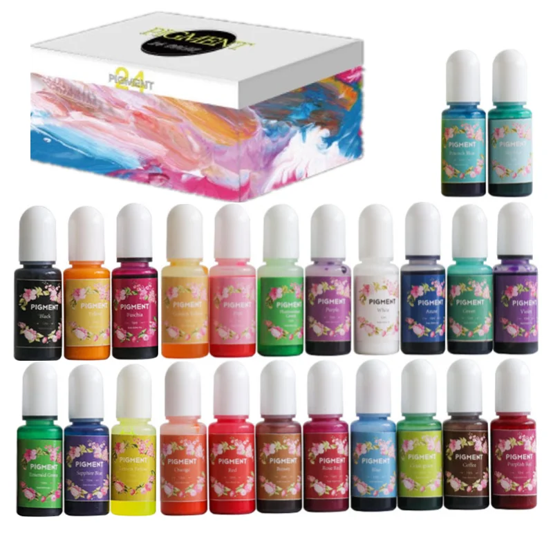 

DIY Resin Pigment Kit Resin Glue Coloring Epoxy Pigment Resin Set Liquid Pigment Colorant For Crystal Jewelry Making 24 PCs/Box