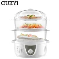 cukyi 3 layer household electric steamer food cooker steamed egg 6 gear timer boiler breakfast machine automatic power off
