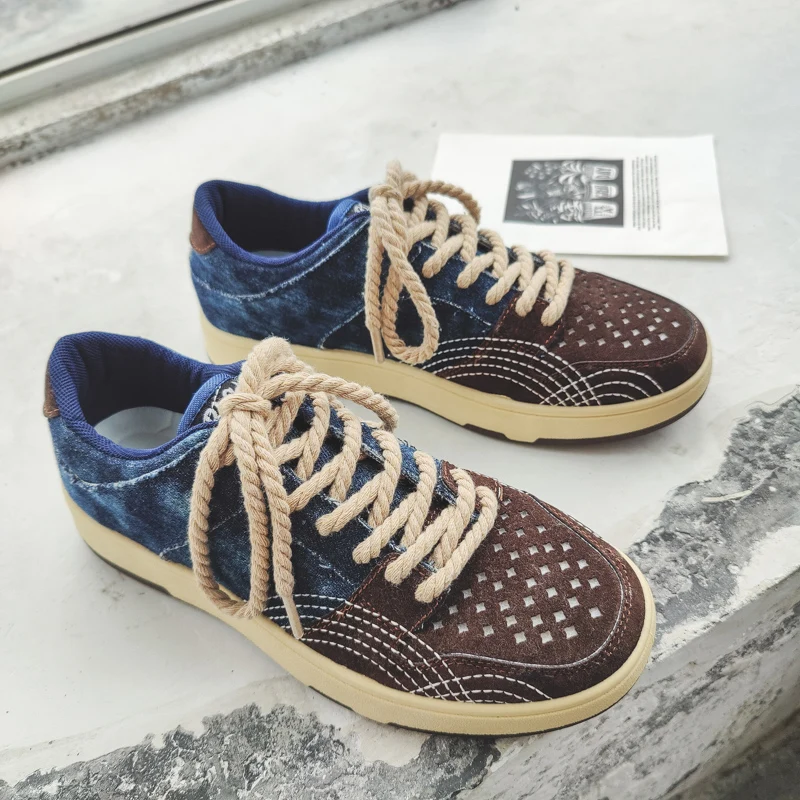 

Spring Autumn Men Denim Canvas Sneakers Boy Casual Board Rubber Sole Shoes Male Vulcanize Flats Outdoor Walking Sports Footwear
