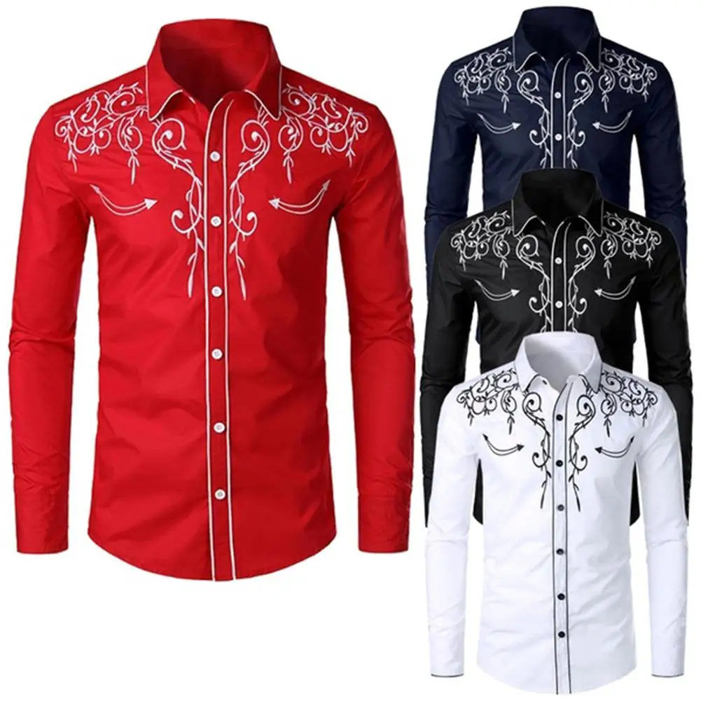 

2021 New Men Shirts Casual Cotton Solid Color Embroidered Turn Down Collar Long Sleeve Tee Shirt Top Spring Handsome Men Shirt