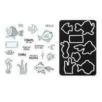 ocean underwater world fish seaweed metal cutting dies and clear stamps for scrapbook diary embossing template diy card 2021 new