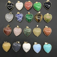 natural stone heart rose quartz pendants tigers eye opal crystal pendants fit chakras necklace making