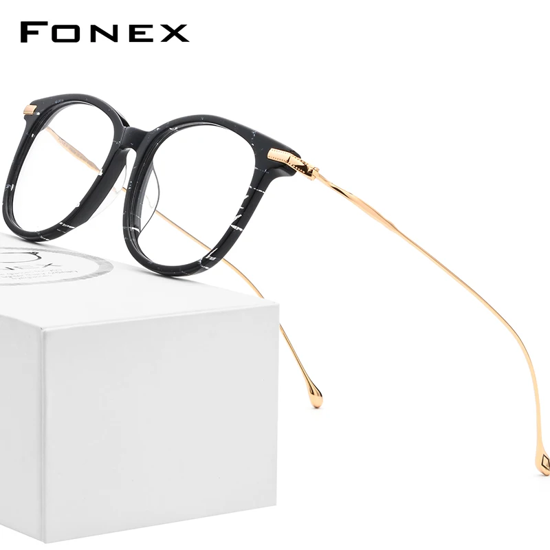 FONEX Титан Оптические очки в оправе для мужчин Новые Модные Винтажные квадратные