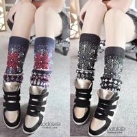 new 2021 christmas happy warm leg warmers bling bling fashionable wool acrylic kniited boots cover cute deer decoration 1pair