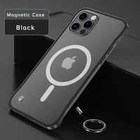 new magnetic wireless ultra thin phone case for iphone 13 12 pro max mini no bumper fingerprint design matte back cover