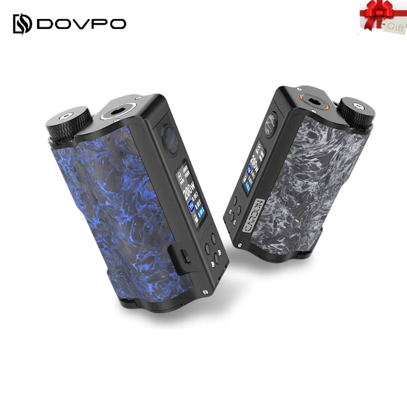 Оригинальный DOVPO Topside Dual Carbon Squonk Box Mod с чипом YIHI двойной батареей 18650 макс. 200 Вт vs Drag