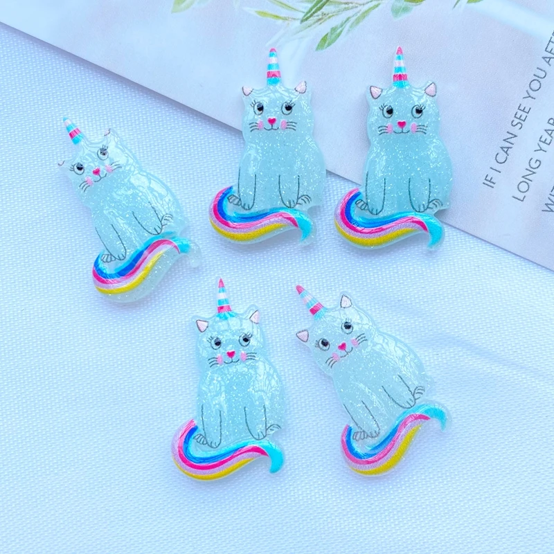 

10Pcs New Resin Mixed Mini Cute One Horned Cat Flat Back Cabochons Scrapbooking DIY Craft Decoration Accessories K07