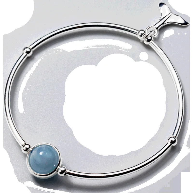 

Aquamarine crystal silver bracelet colocation mermaid tail Silver Accessory