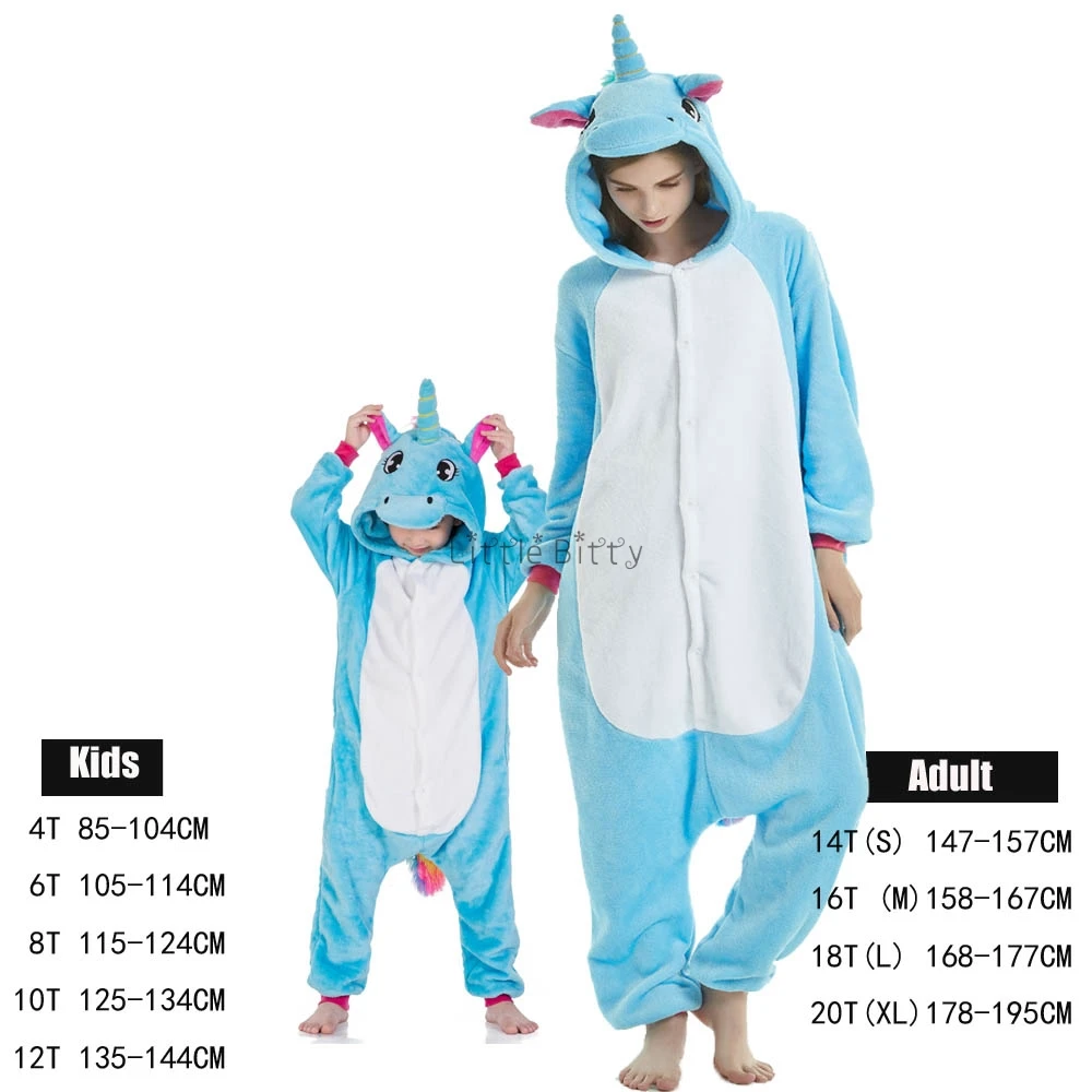 Женские зимние фланелевые комбинезоны с радужным единорогом комплекты семейной